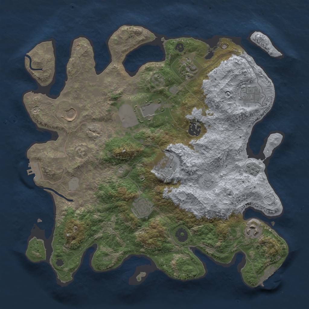 Rust Map: Procedural Map, Size: 3550, Seed: 615099, 18 Monuments