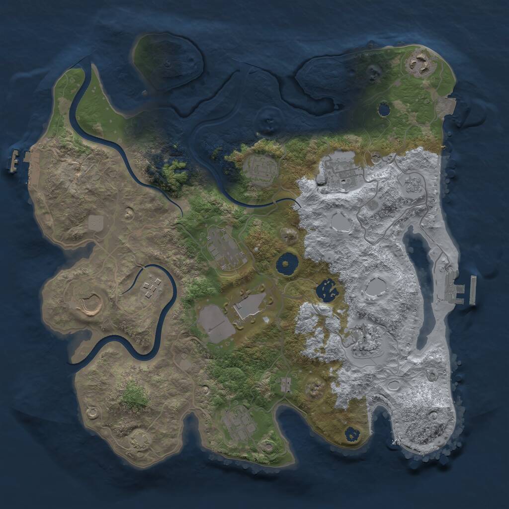 Rust Map: Procedural Map, Size: 3500, Seed: 93518, 16 Monuments