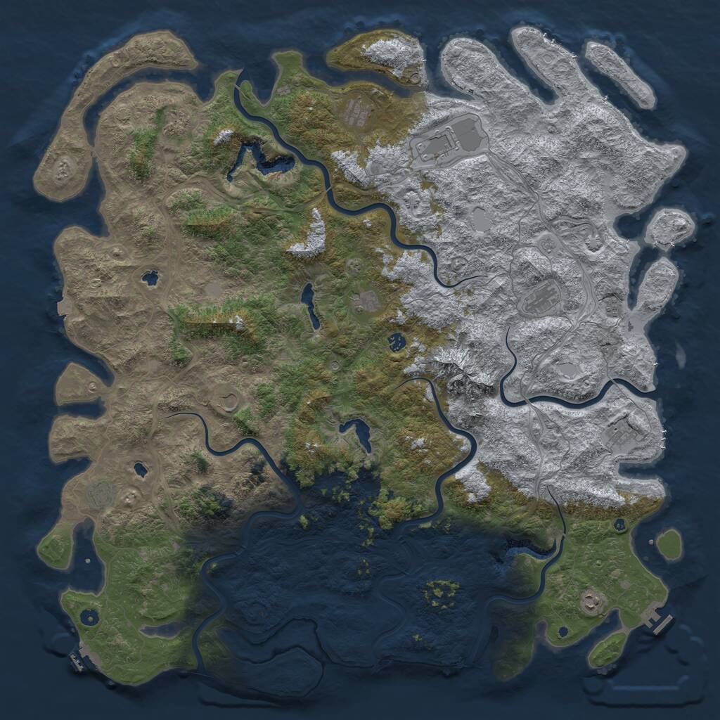 Rust Map: Procedural Map, Size: 6000, Seed: 694209, 17 Monuments