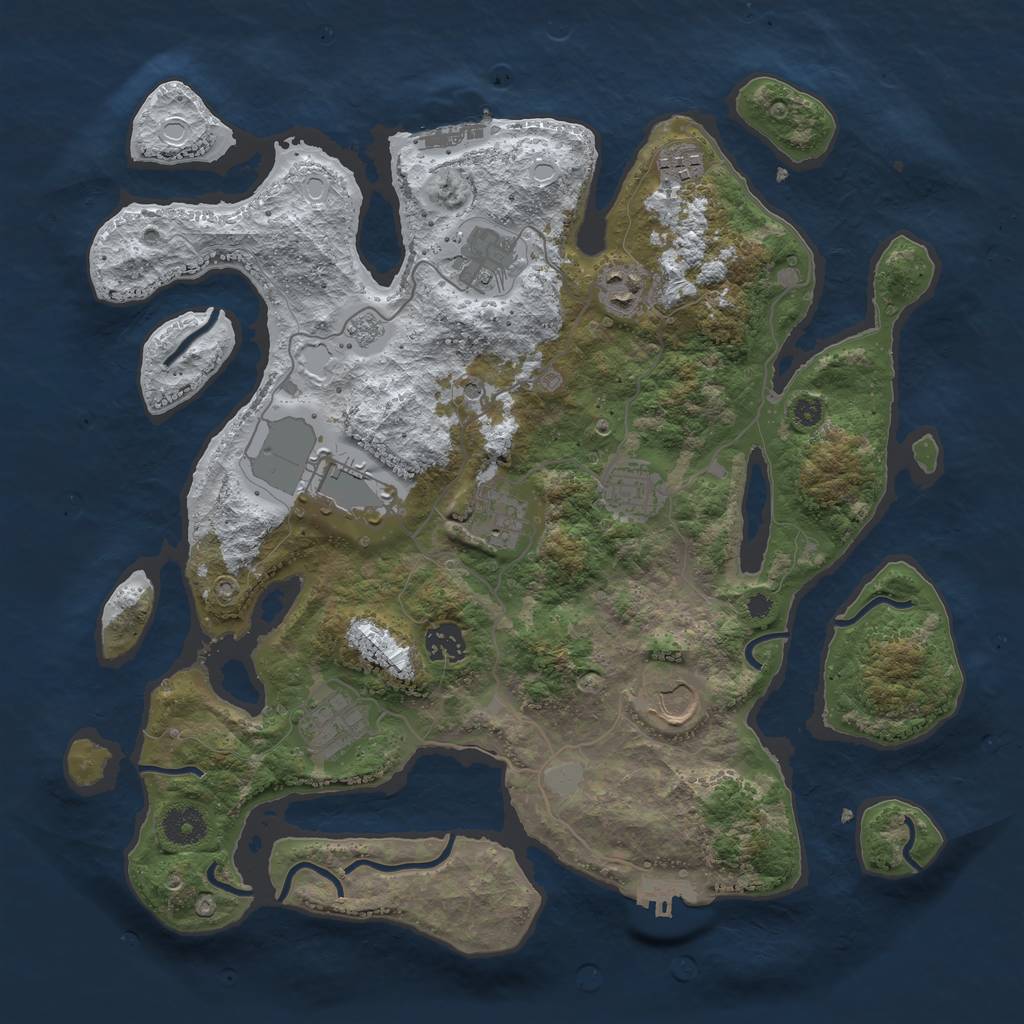 Rust Map: Procedural Map, Size: 3750, Seed: 187206200, 18 Monuments