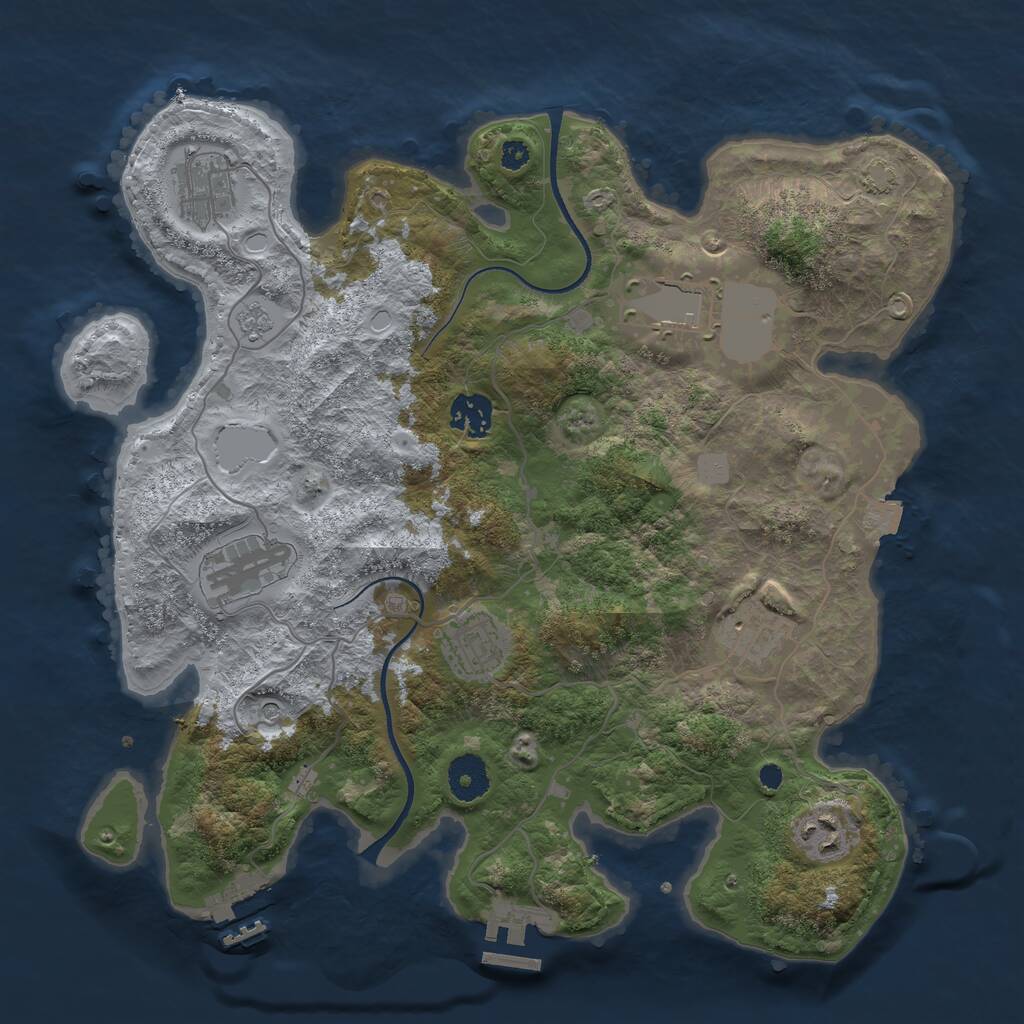 Rust Map: Procedural Map, Size: 3500, Seed: 3324545, 13 Monuments