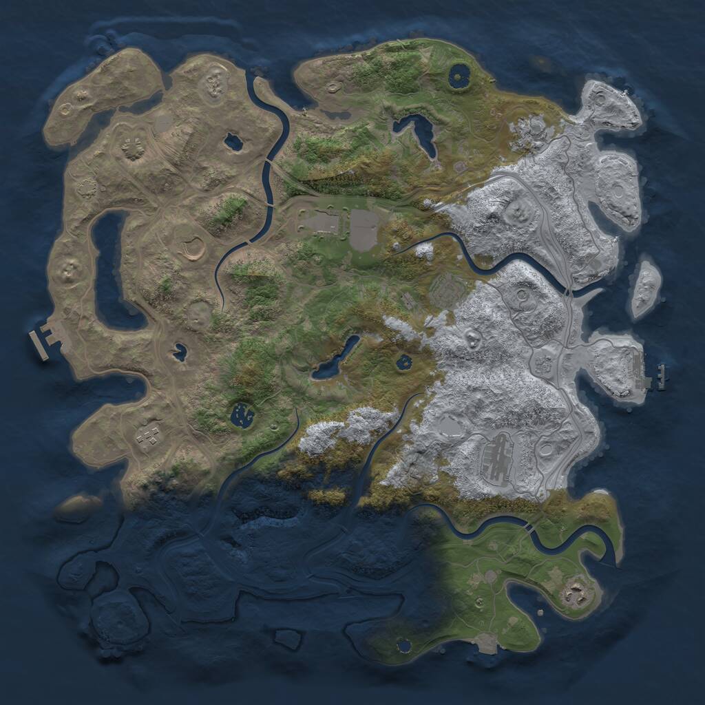 Rust Map: Procedural Map, Size: 4500, Seed: 4214745, 14 Monuments