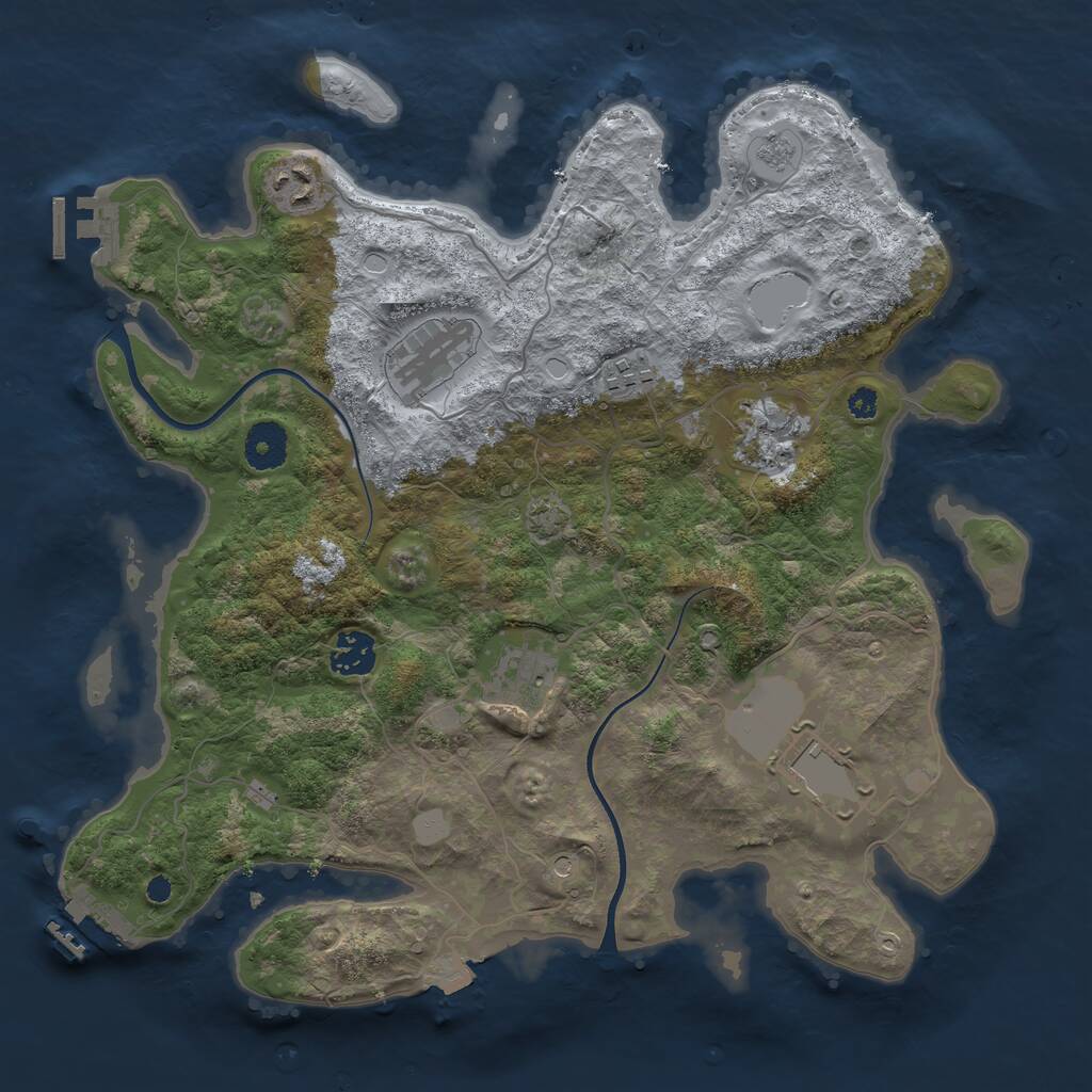 Rust Map: Procedural Map, Size: 3550, Seed: 599749, 13 Monuments