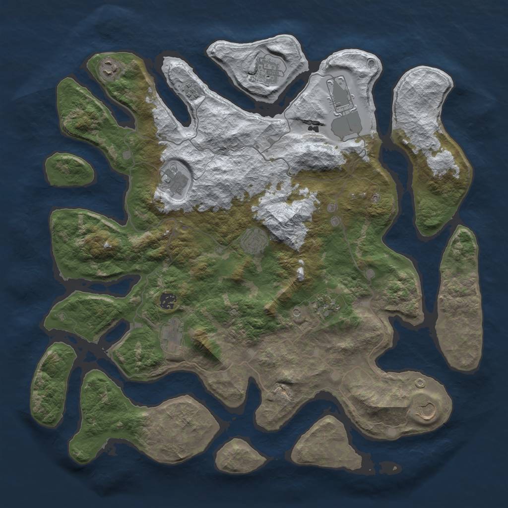 Rust Map: Barren, Size: 4500, Seed: 55636, 13 Monuments