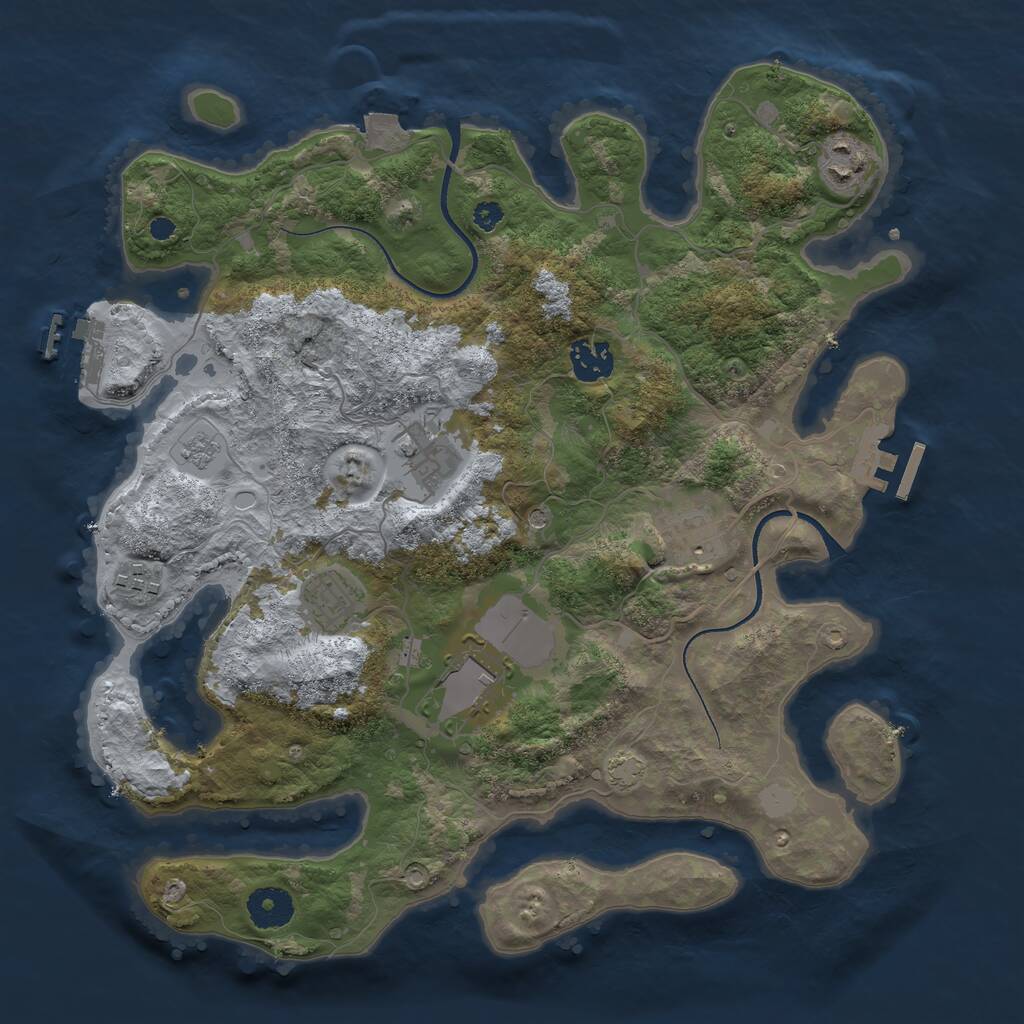 Rust Map: Procedural Map, Size: 3500, Seed: 32603, 13 Monuments