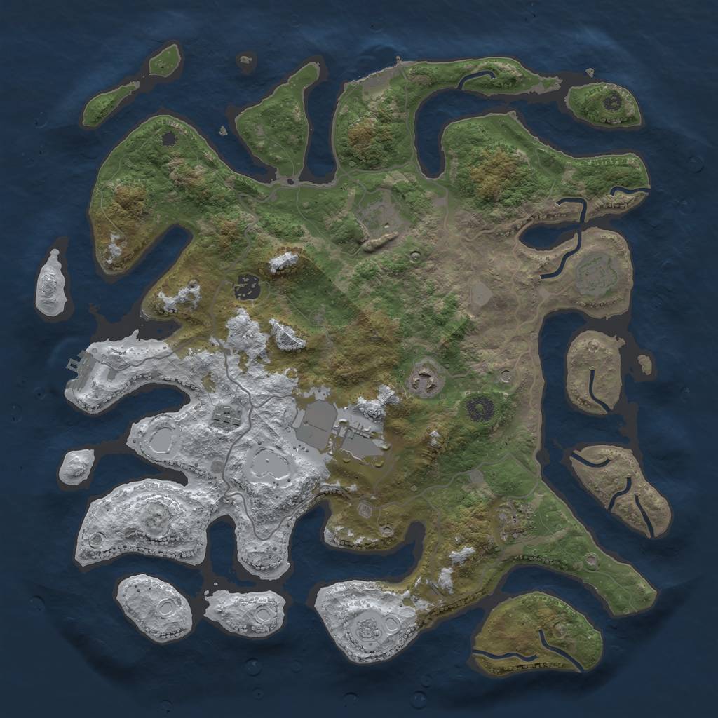 Rust Map: Procedural Map, Size: 4000, Seed: 549361, 16 Monuments