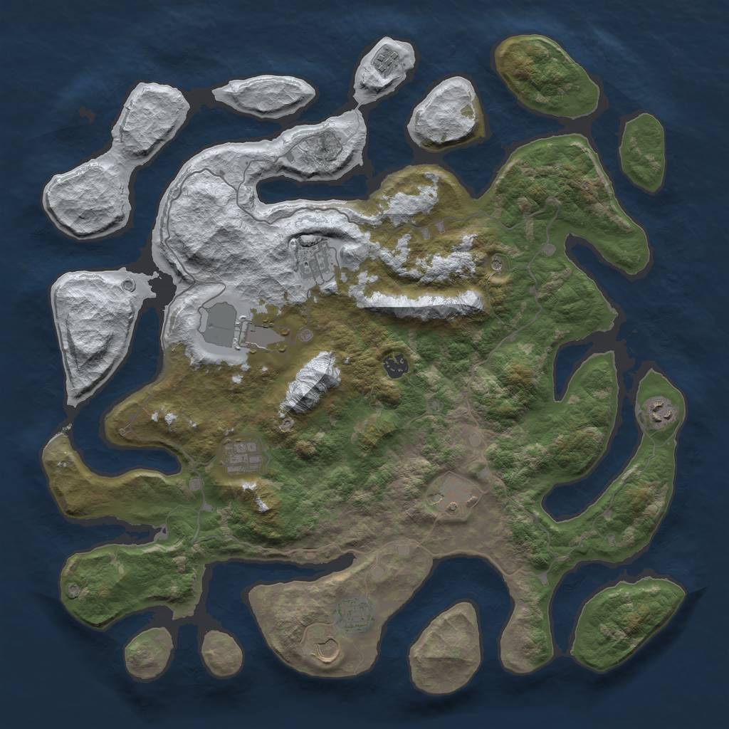 Rust Map: Barren, Size: 4500, Seed: 3890856, 12 Monuments