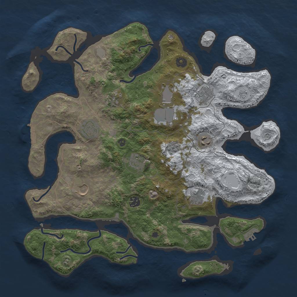 Rust Map: Procedural Map, Size: 4000, Seed: 971681, 19 Monuments