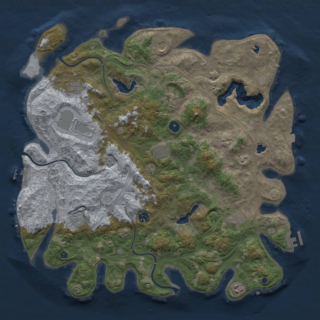 Rust Map: Procedural Map, Size: 4500, Seed: 733396, 16 Monuments