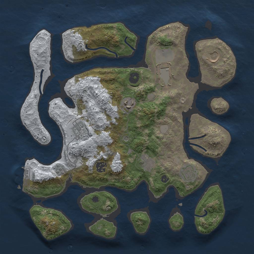 Rust Map: Procedural Map, Size: 3500, Seed: 2708177, 15 Monuments