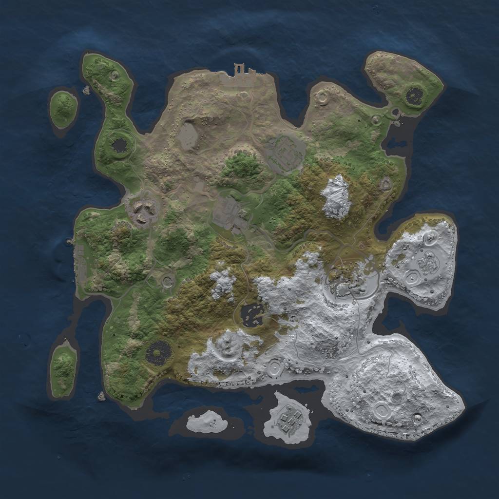 Rust Map: Procedural Map, Size: 3000, Seed: 1117815610, 15 Monuments