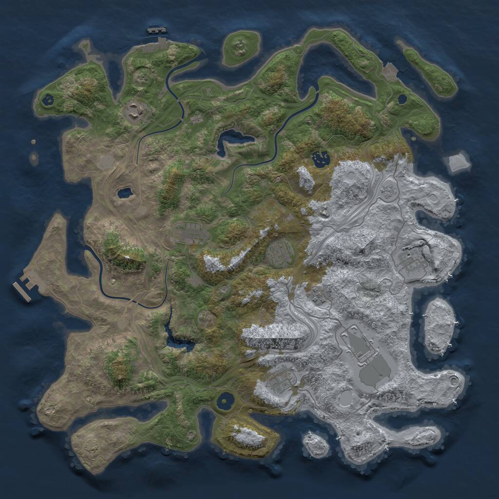 Rust Map: Procedural Map, Size: 4250, Seed: 3051390, 14 Monuments