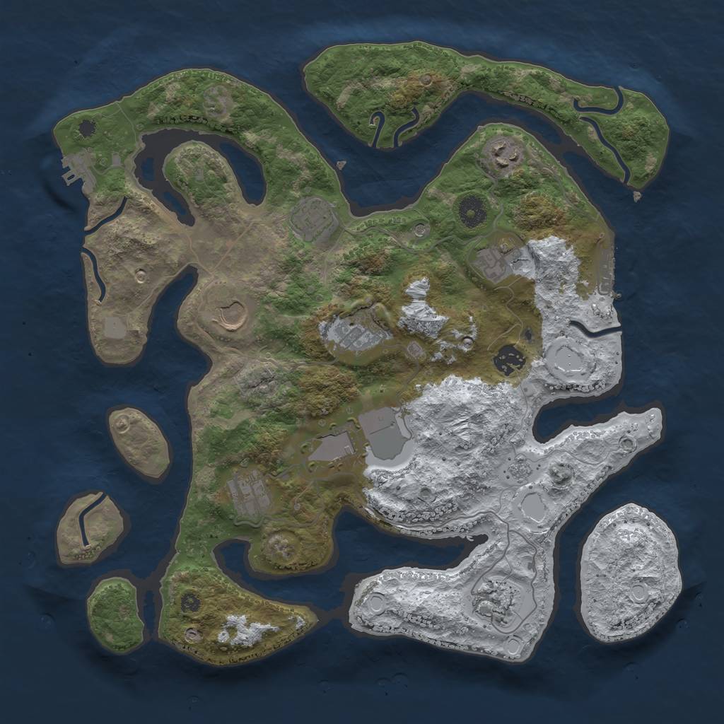 Rust Map: Procedural Map, Size: 3700, Seed: 4558570, 18 Monuments