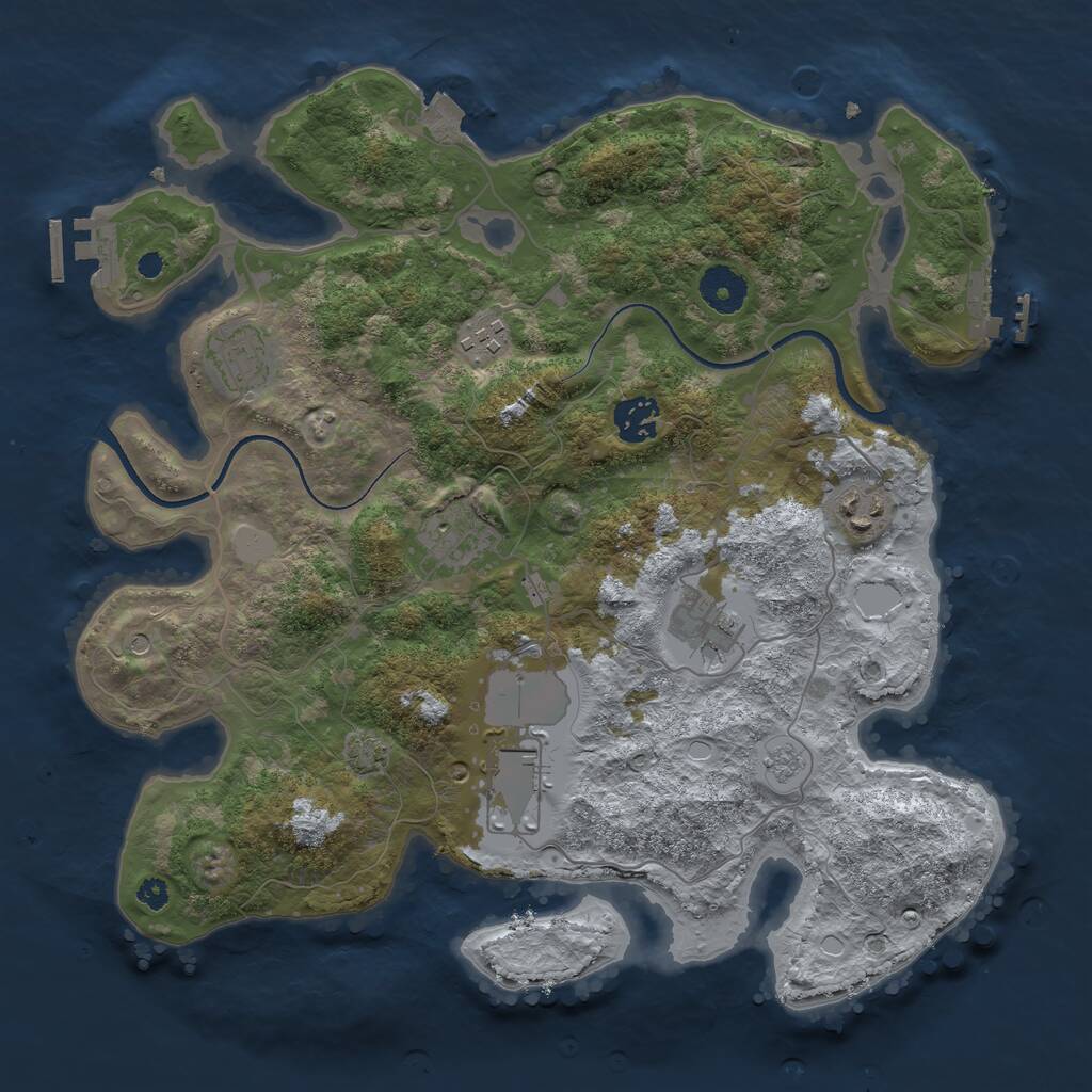 Rust Map: Procedural Map, Size: 3500, Seed: 87763, 13 Monuments