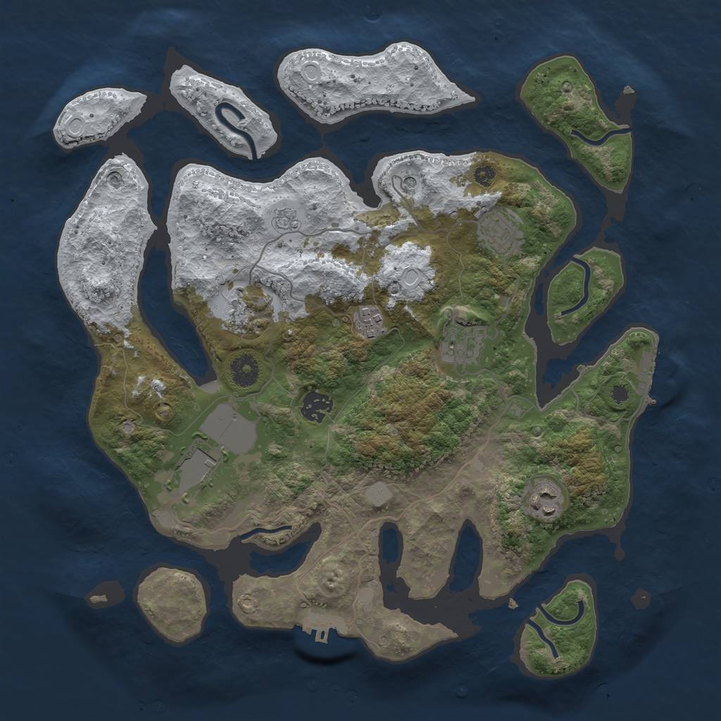 Rust Map: Procedural Map, Size: 3550, Seed: 709484, 16 Monuments