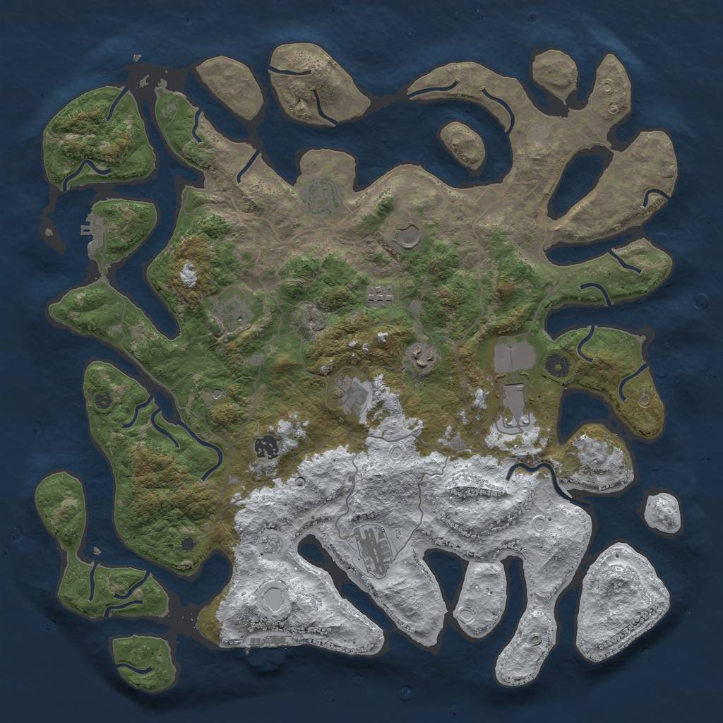 Rust Map: Procedural Map, Size: 4500, Seed: 1482135, 18 Monuments