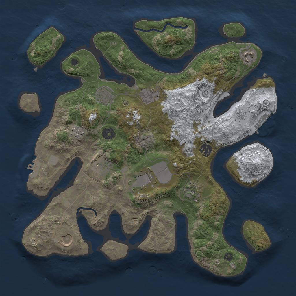 Rust Map: Procedural Map, Size: 3550, Seed: 152323, 18 Monuments
