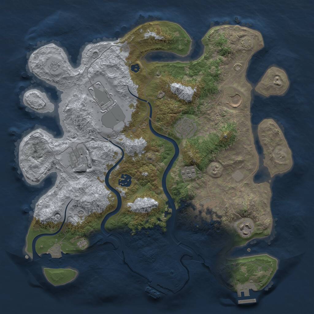 Rust Map: Procedural Map, Size: 3550, Seed: 78062, 14 Monuments