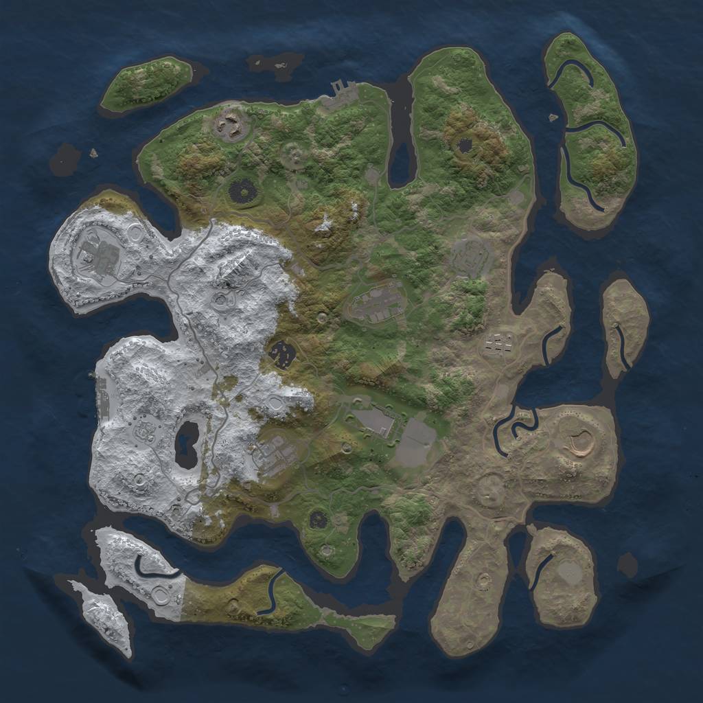 Rust Map: Procedural Map, Size: 4000, Seed: 42242, 18 Monuments