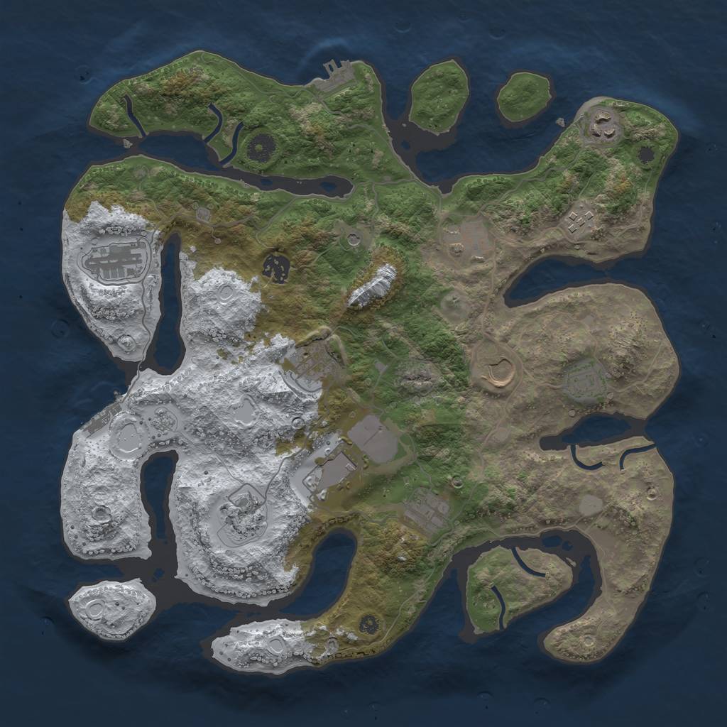 Rust Map: Procedural Map, Size: 3850, Seed: 2142007027, 20 Monuments