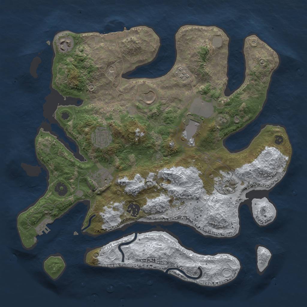 Rust Map: Procedural Map, Size: 3500, Seed: 891117, 17 Monuments
