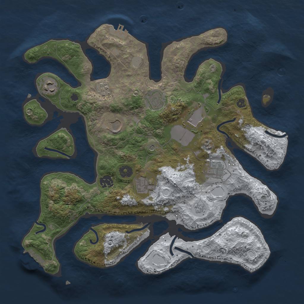 Rust Map: Procedural Map, Size: 3500, Seed: 563913, 17 Monuments