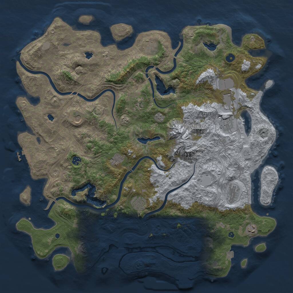Rust Map: Procedural Map, Size: 5000, Seed: 204433332, 17 Monuments