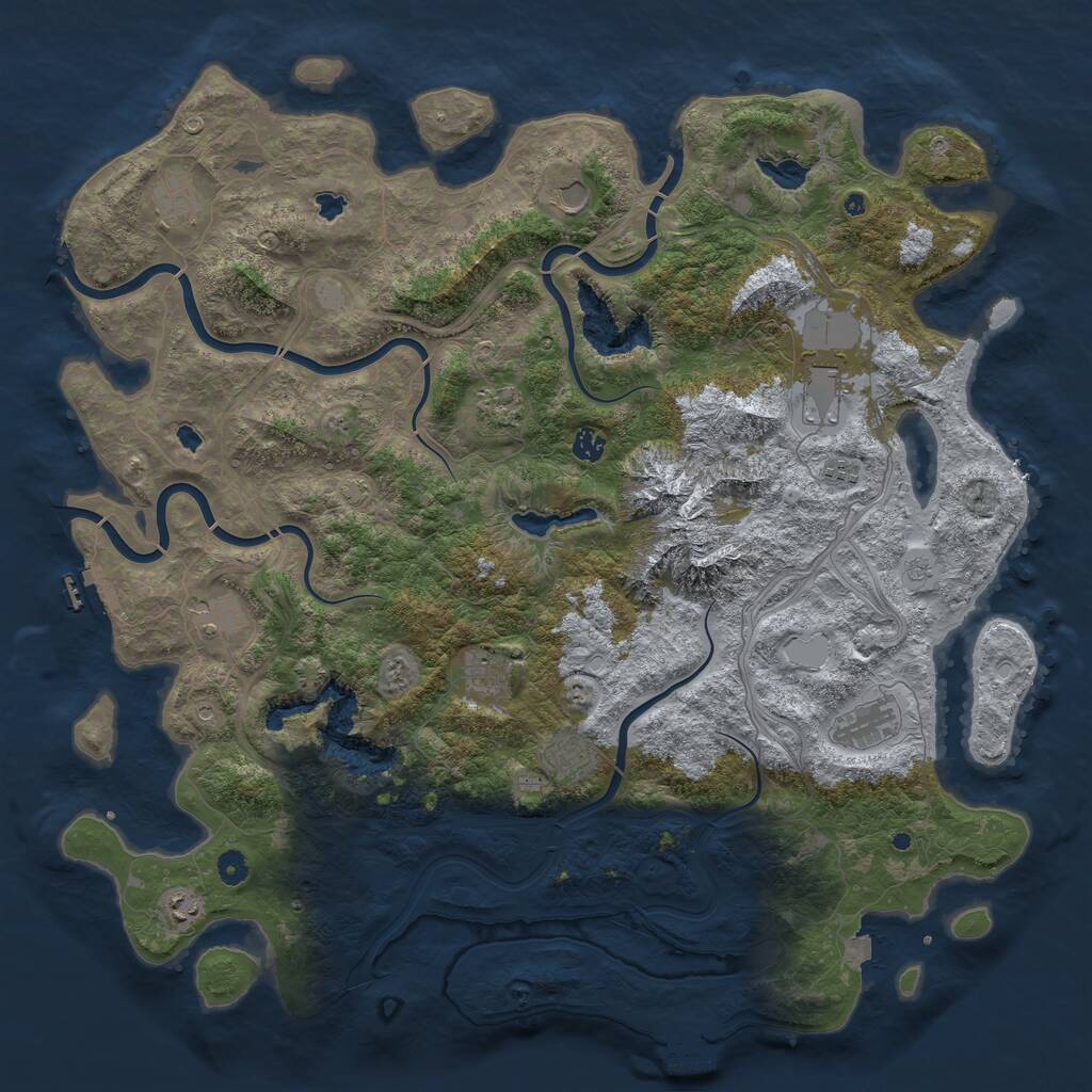 Rust Map: Procedural Map, Size: 5000, Seed: 204433332, 17 Monuments