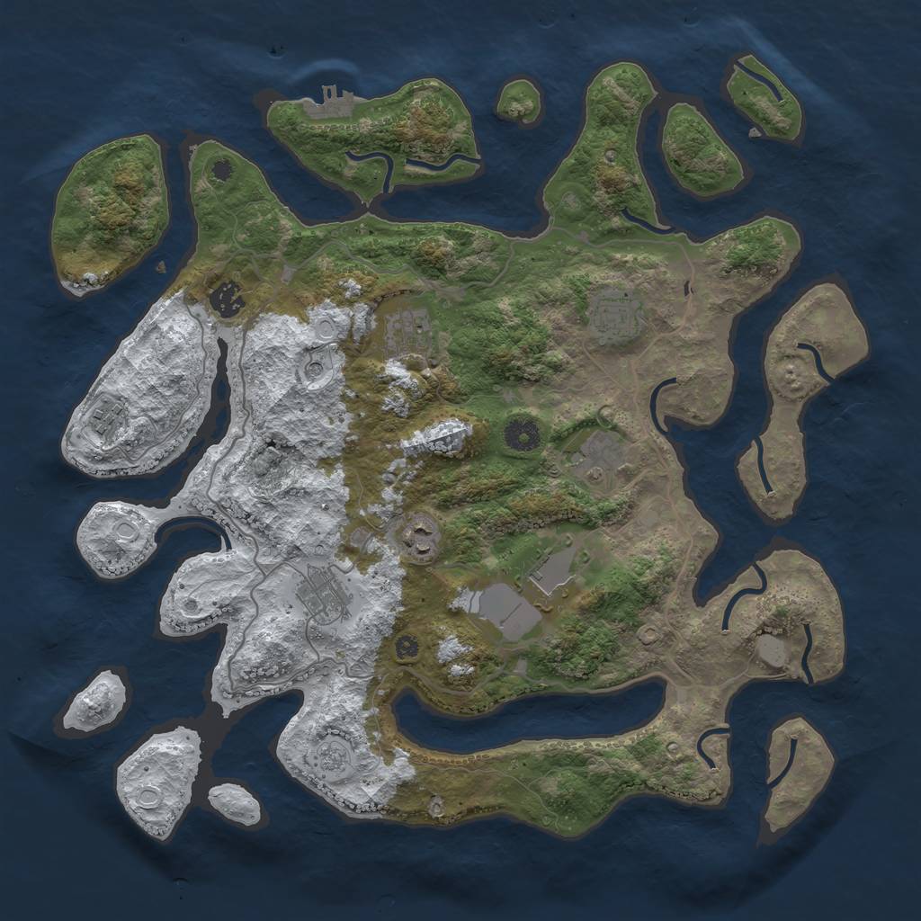 Rust Map: Procedural Map, Size: 4000, Seed: 365713, 16 Monuments