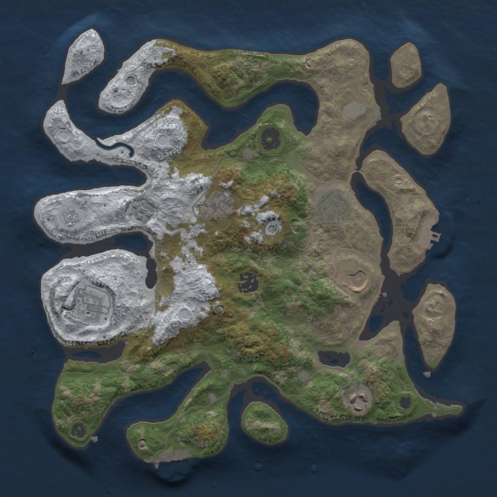 Rust Map: Procedural Map, Size: 3500, Seed: 2012088, 16 Monuments