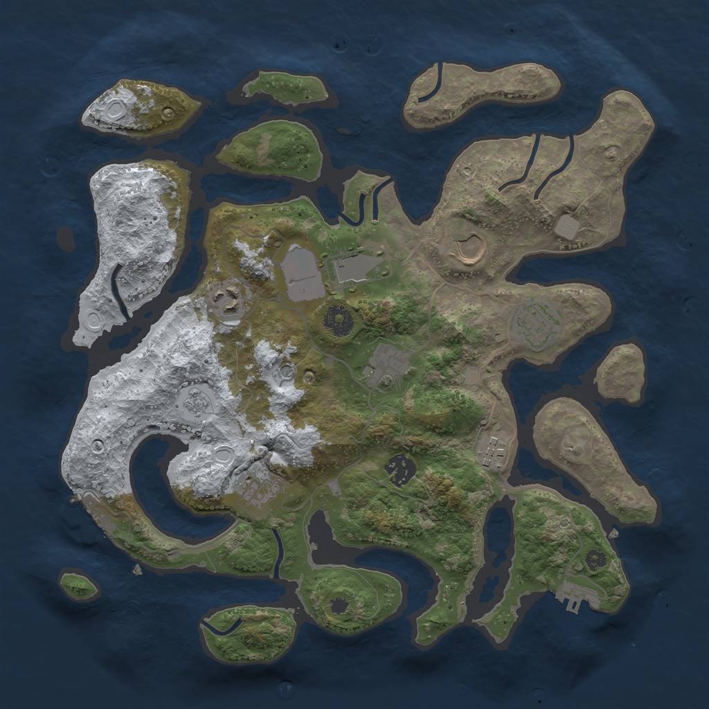 Rust Map: Procedural Map, Size: 3500, Seed: 1683315, 17 Monuments