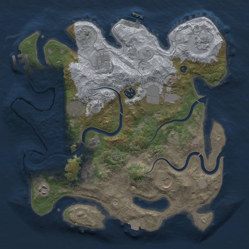 Rust Map: Procedural Map, Size: 3500, Seed: 1951081, 15 Monuments