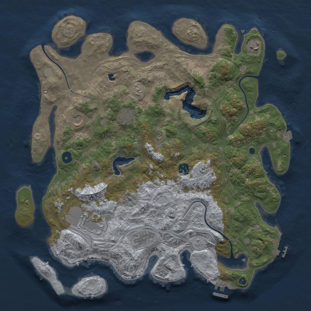 Rust Map: Procedural Map, Size: 4250, Seed: 3655419, 13 Monuments