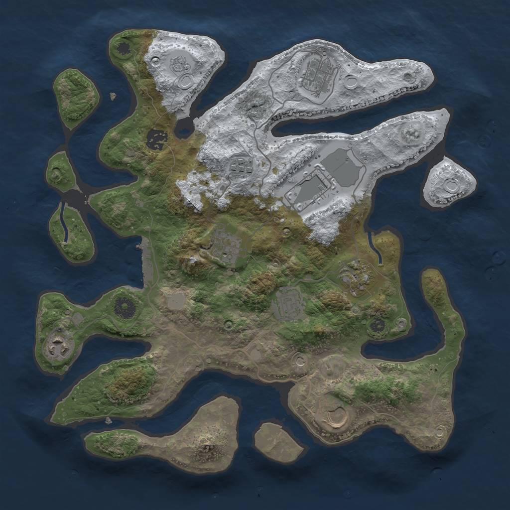 Rust Map: Procedural Map, Size: 3550, Seed: 55301, 17 Monuments