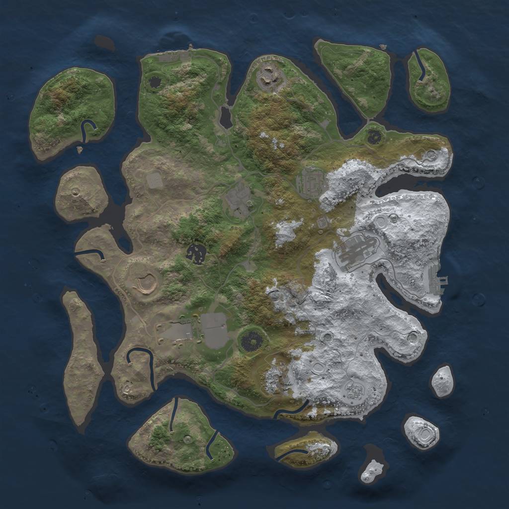 Rust Map: Procedural Map, Size: 3700, Seed: 4379565, 17 Monuments