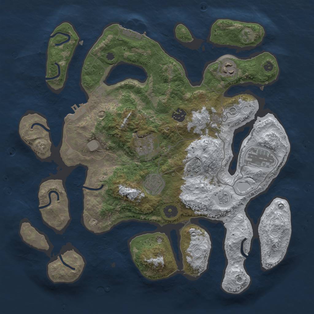 Rust Map: Procedural Map, Size: 3500, Seed: 2891481, 15 Monuments