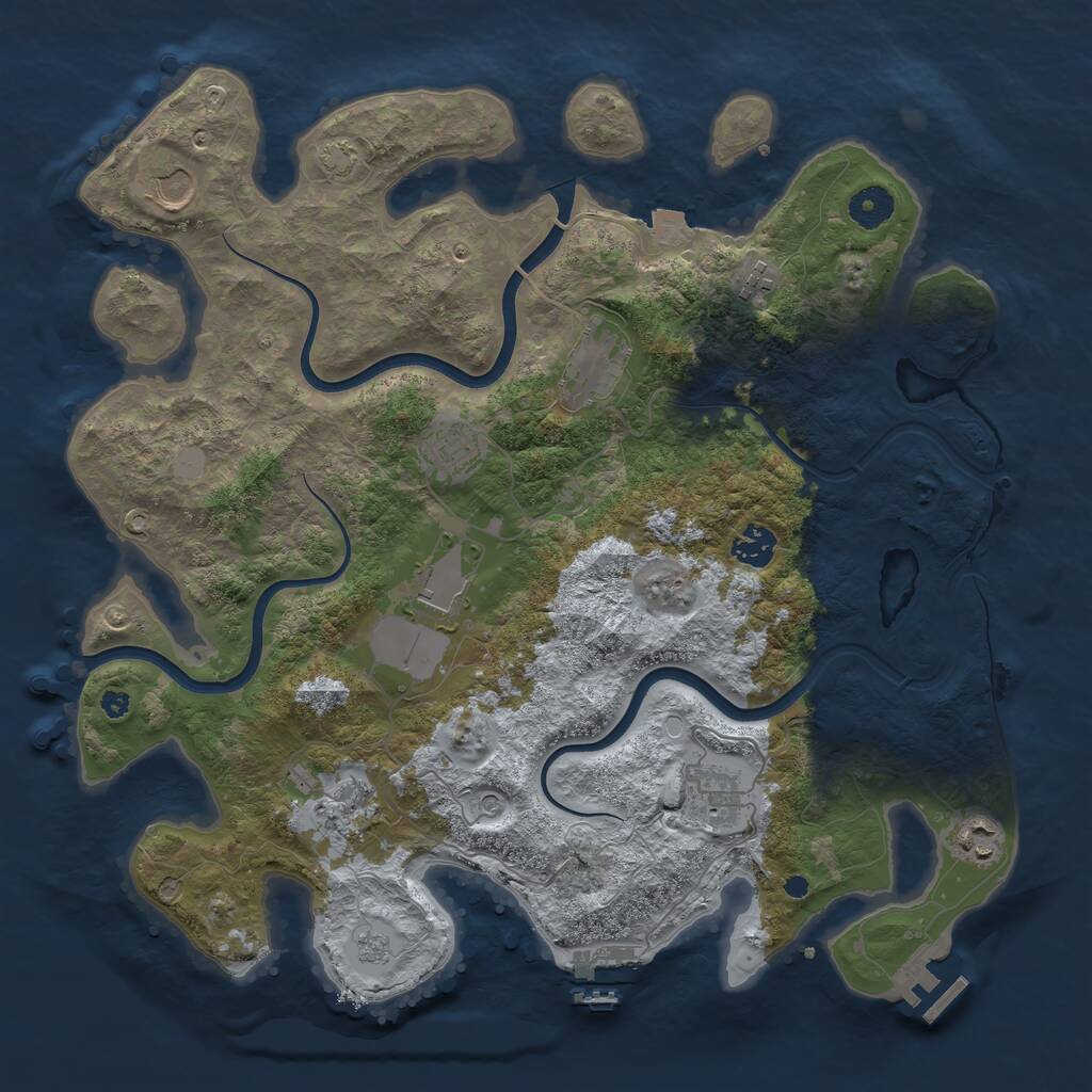 Rust Map: Procedural Map, Size: 3850, Seed: 995858604, 15 Monuments