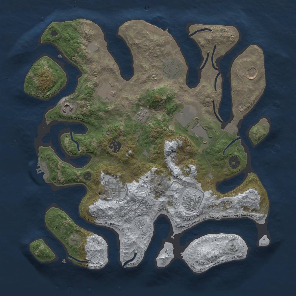 Rust Map: Procedural Map, Size: 3700, Seed: 3717283, 18 Monuments