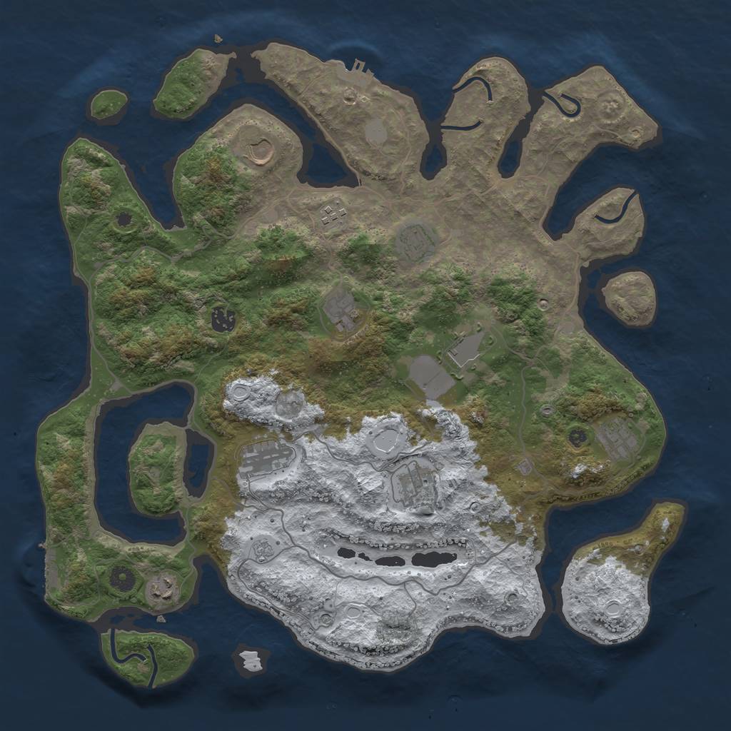 Rust Map: Procedural Map, Size: 4250, Seed: 3875703, 19 Monuments