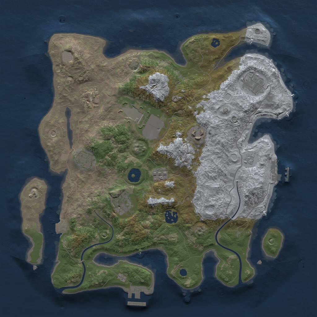 Rust Map: Procedural Map, Size: 3500, Seed: 5349499, 14 Monuments