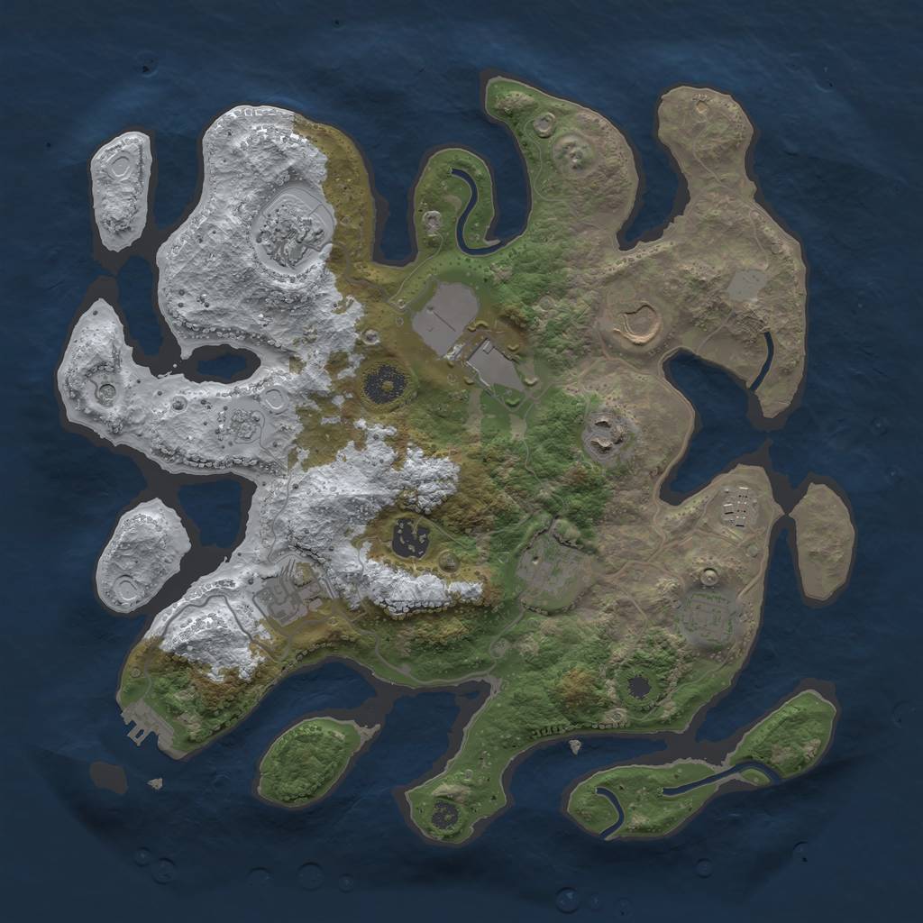 Rust Map: Procedural Map, Size: 3500, Seed: 1370272, 17 Monuments