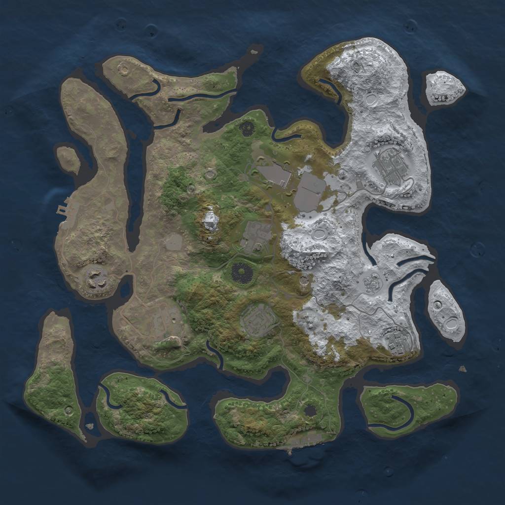 Rust Map: Procedural Map, Size: 3500, Seed: 1154295, 16 Monuments