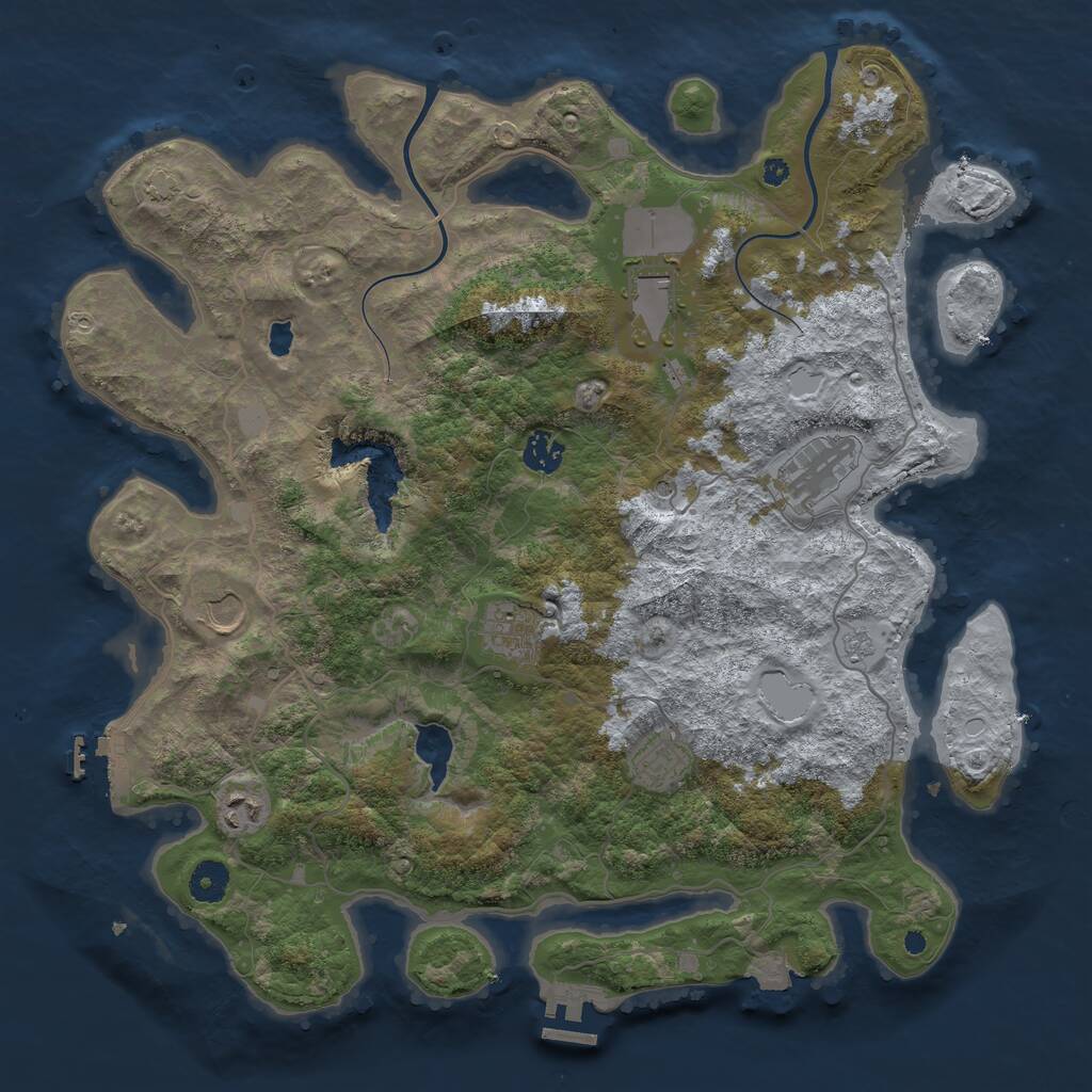 Rust Map: Procedural Map, Size: 4000, Seed: 1337250169, 13 Monuments