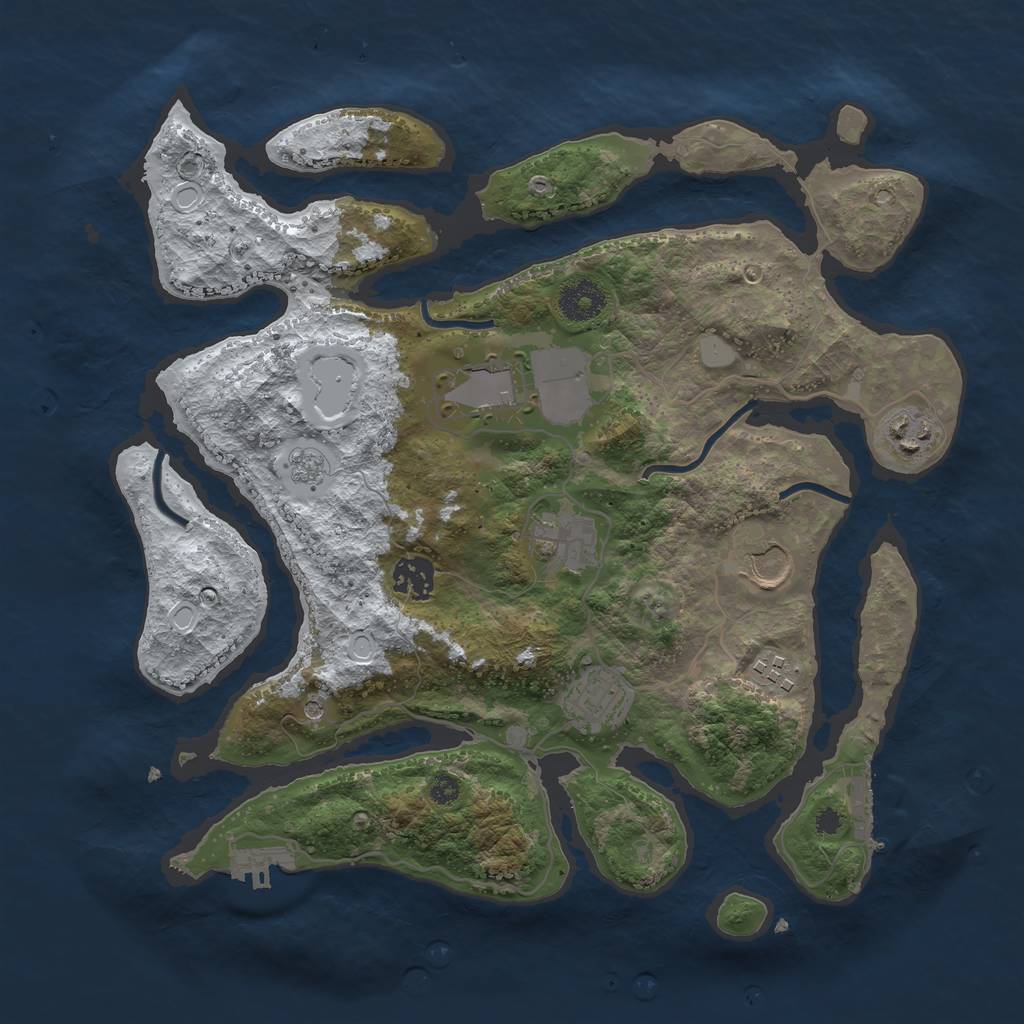 Rust Map: Procedural Map, Size: 3500, Seed: 2584432, 16 Monuments