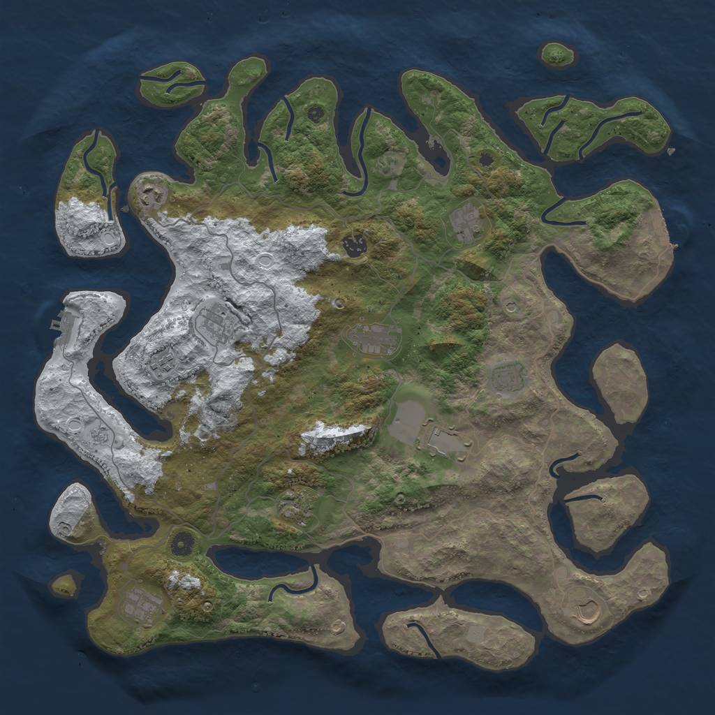 Rust Map: Procedural Map, Size: 4500, Seed: 3928918, 20 Monuments