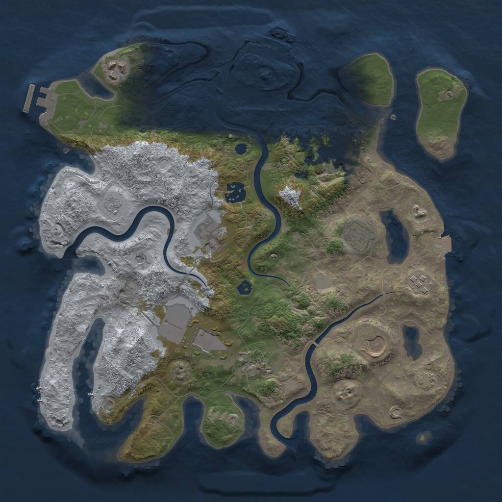 Rust Map: Procedural Map, Size: 3500, Seed: 5238032, 15 Monuments