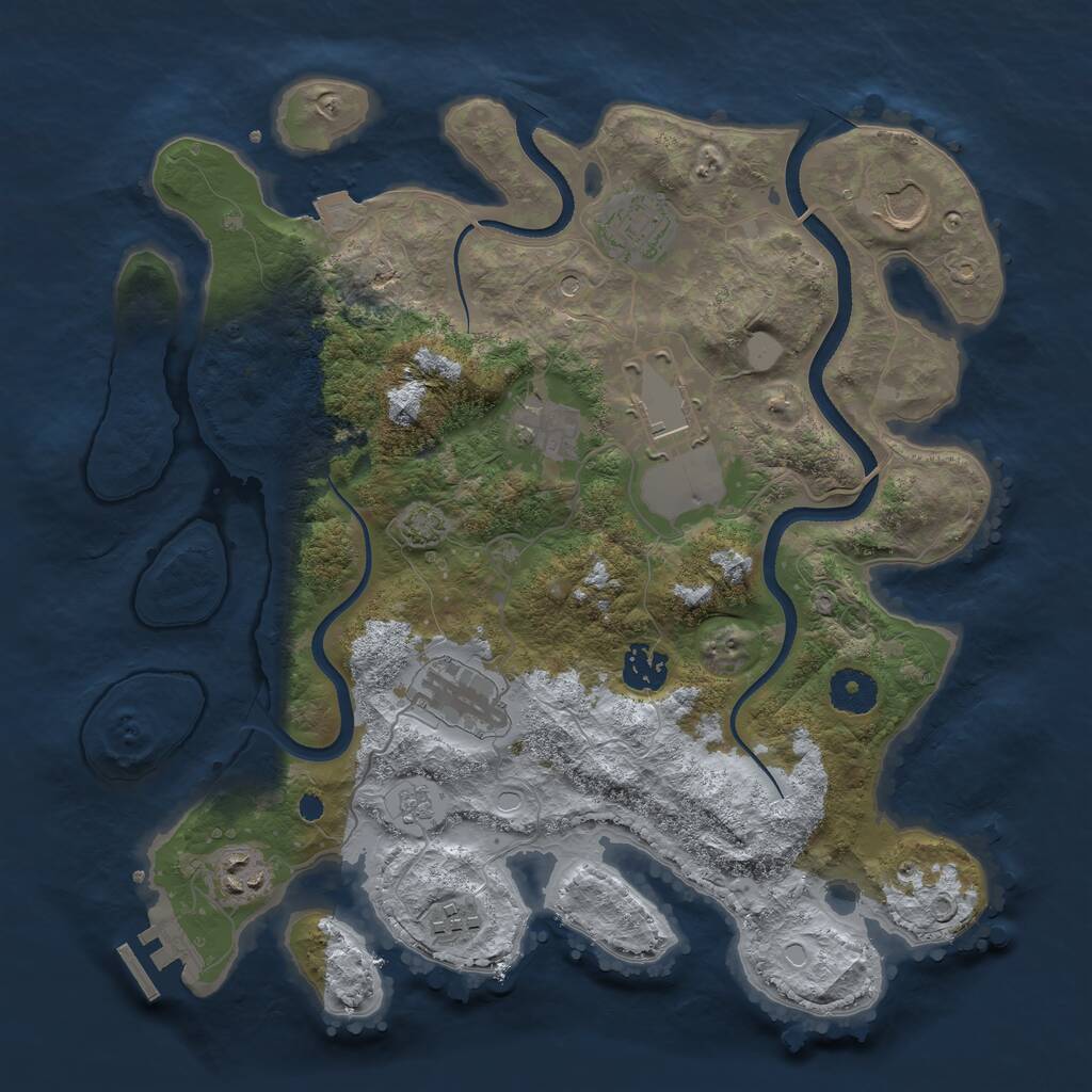 Rust Map: Procedural Map, Size: 3500, Seed: 4349440, 13 Monuments