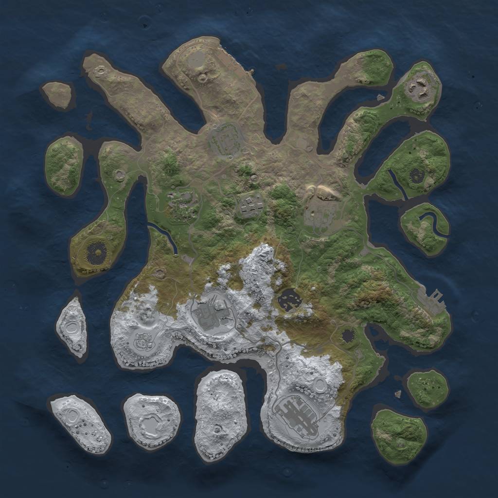 Rust Map: Procedural Map, Size: 3400, Seed: 318445757, 16 Monuments