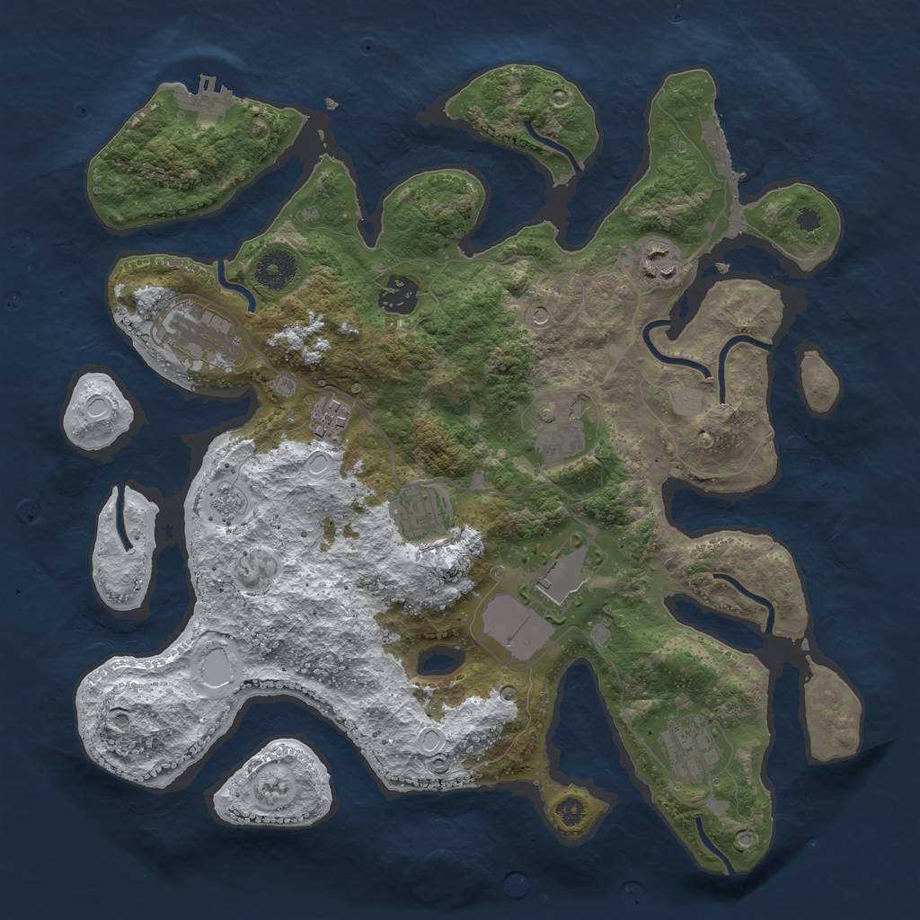 Rust Map: Procedural Map, Size: 3500, Seed: 3907862, 17 Monuments