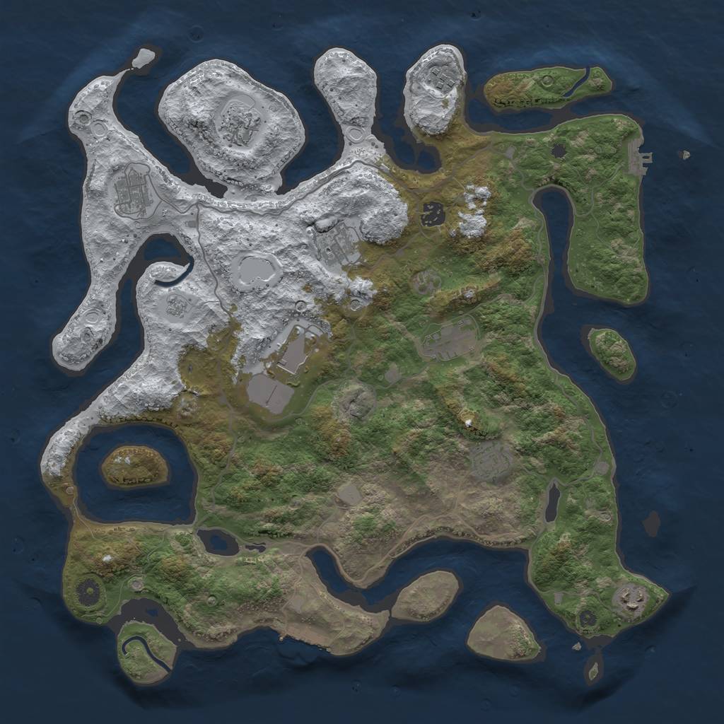Rust Map: Procedural Map, Size: 4250, Seed: 3784075, 18 Monuments